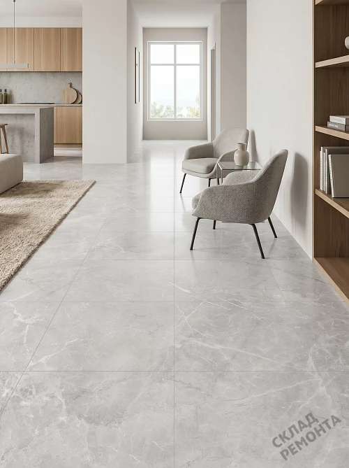 Фото Керамогранит лаппатированный Alma Ceramica Апарель GFU6060APL07L серый 600*600*9 – купить в Москве: цена, описание, фото. Интернет-магазин 1