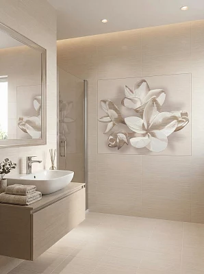 Декор Azori Амати Цветок Беж панно (из 2-х плиток) бежевый 402*505
