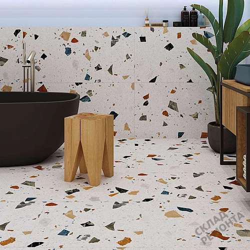 Фото Керамогранит матовый Steppe Ceramics Chips White белый 600*600*9 – купить в Москве: цена, описание, фото. Интернет-магазин 2