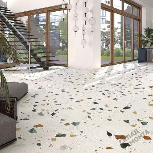 Фото Керамогранит матовый Steppe Ceramics Chips White белый 600*600*9 – купить в Москве: цена, описание, фото. Интернет-магазин 3